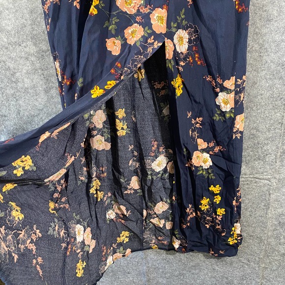 Nordstrom Sanctuary Maxi Dress Small Navy Blue Floral Off Shoulder Slit - Picture 5 of 11